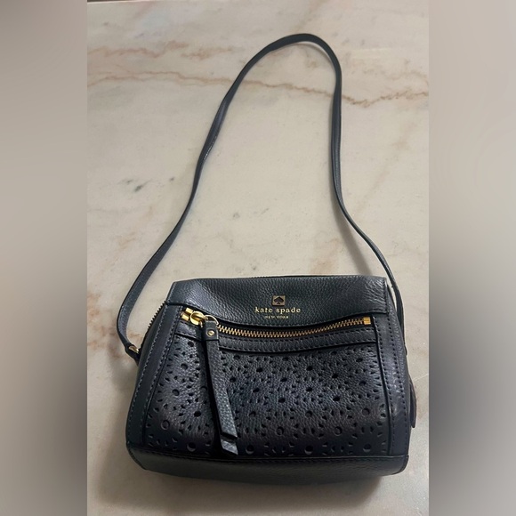 kate spade Handbags - Kate Spade Black Perforated Leather Mini Crossbody Bag